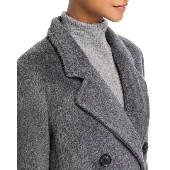 Kobi Halperin Womens Lyra Chain-Trim Double-Breasted Coat Medium Grey - NWT $798 - Picture 5 of 9